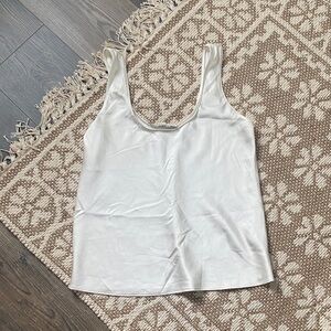 A&F Satin Cream Scoop Neck Tank